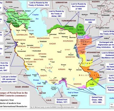 Zmiany terytorialne Persji / Iran w XIX i XX wieku