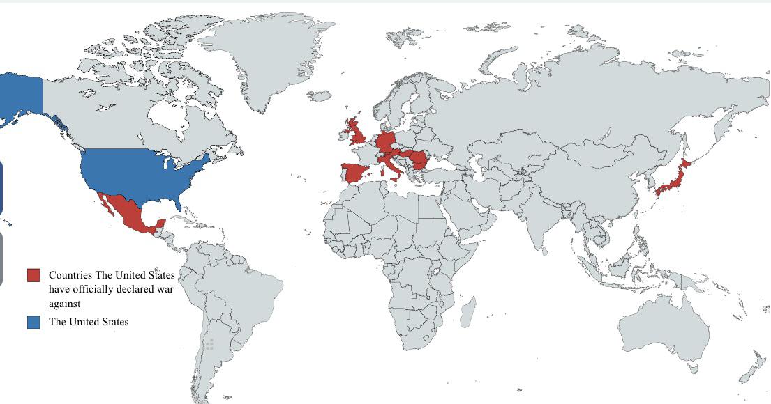 Kraje, którym USA oficjalnie wypowiedziały wojnę