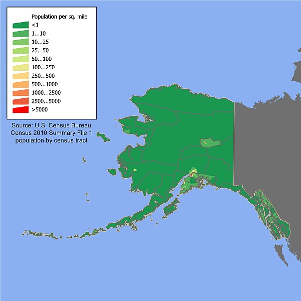 Gęstość zaludnienia Alaski