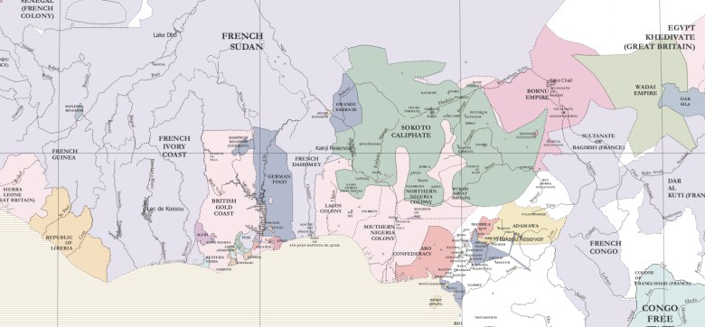 Mapa wybrzeża Afryki Zachodniej w 1914 r.