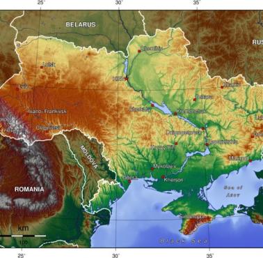Topograficzna mapa Ukrainy