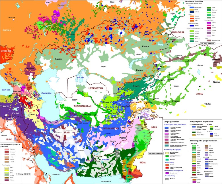 Mapa językowa Azji Środkowej