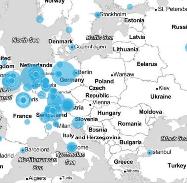 Lokalizacje europejskich firm na globalnej liście Fortune 500