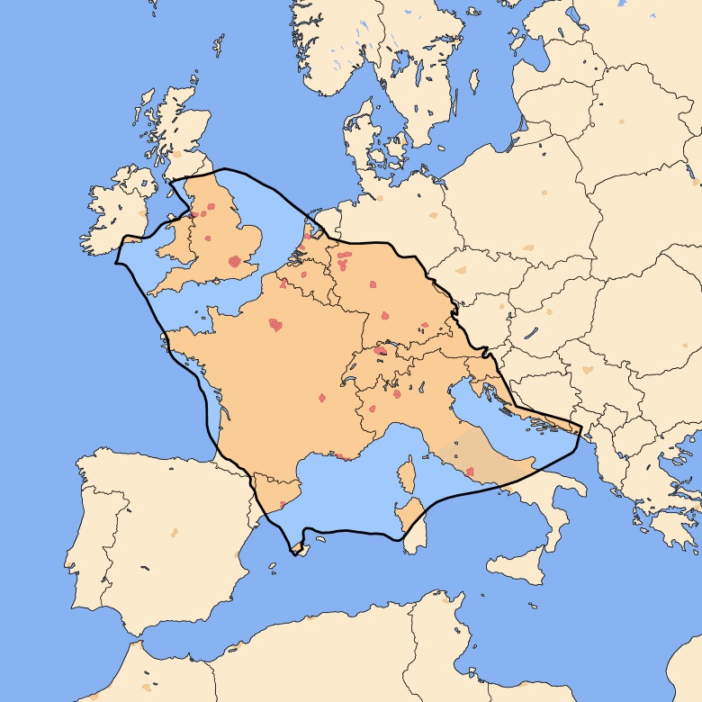 Rzeczywisty rozmiar Arabii Saudyjskiej nałożony na Europę