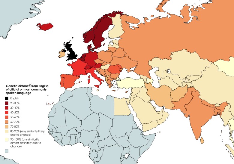 Stopień pokrewieństwa języka angielskiego do innych języków Europy