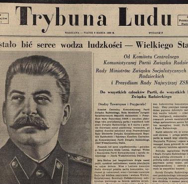 Nagłówek Trybuny Ludu informujący o śmierci Stalina