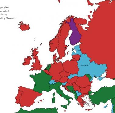 Mapa państw, którymi rządziły niemieckie dynastie