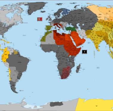 Mapa świata, gdyby Niemcy i Japonia wygrały II wojnę