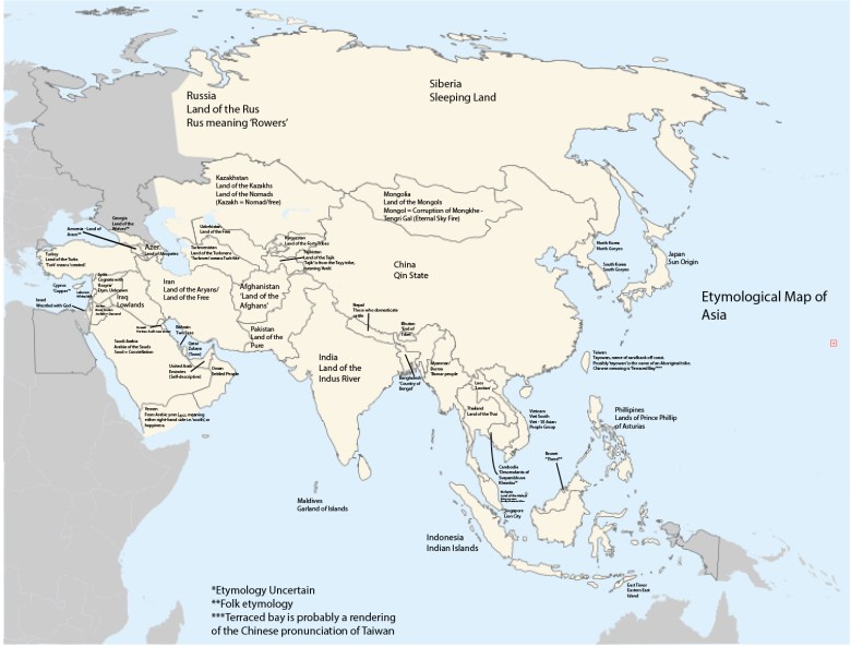 Etymologiczna mapa Azji