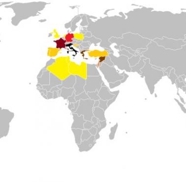 Miejsce urodzeń papieży w odniesieniu do ich miejsca urodzenia (mapa współczesna)