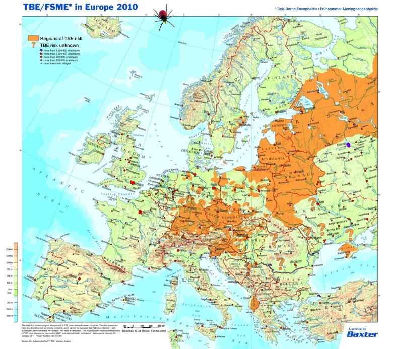 Ryzyko kleszczowego zapalenia mózgu w Europie