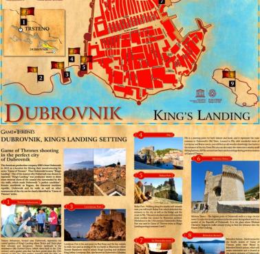 Mapa przedstawiająca Dubrownik z serialu "Game of Thrones", Rada Turystyczna Dubrownika