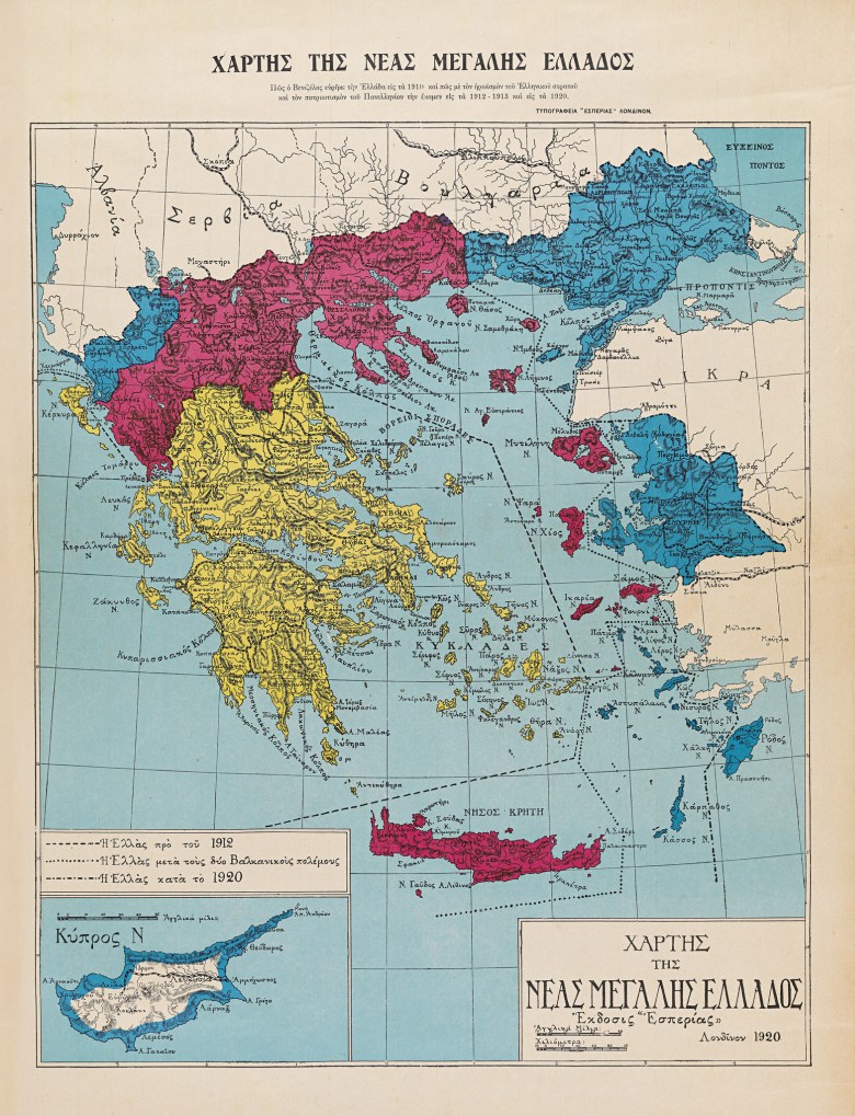 Mapa Grecji z 1920 roku