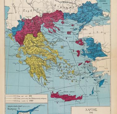 Mapa Grecji z 1920 roku