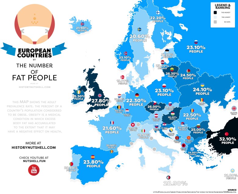 Procent ludzi otyłych w Europie
