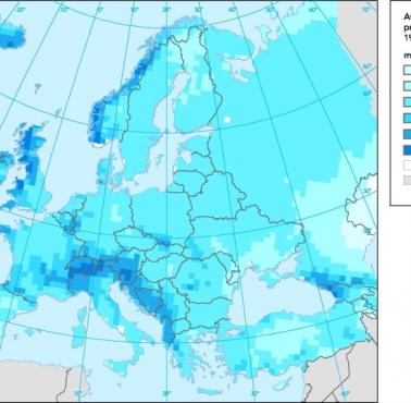 Roczne opady w Europie, 1940-1995
