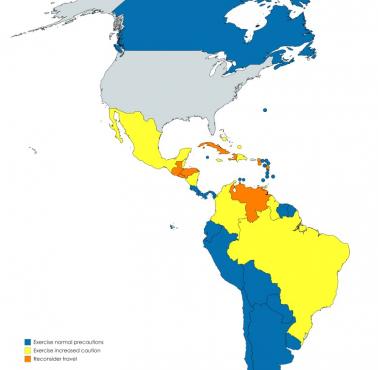Ostrzeżenia dla podróżnych wydane przez rząd USA, Ameryka Południowa