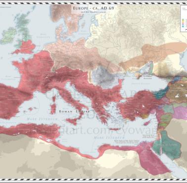 Mapa Europy w 69 roku