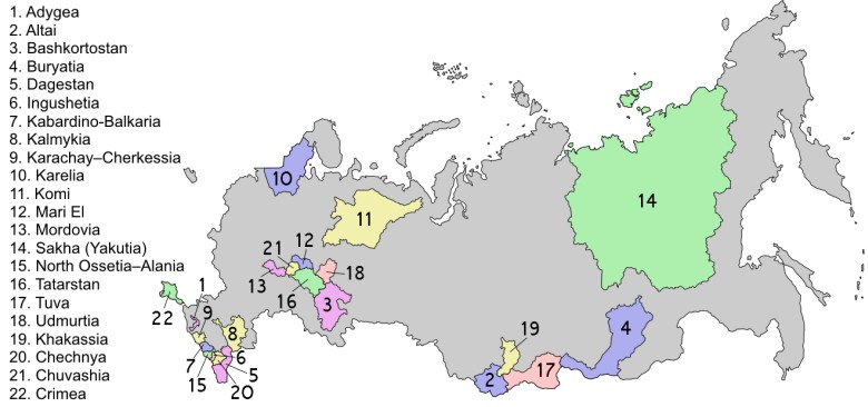 Mapa republik Federacji Rosyjskiej