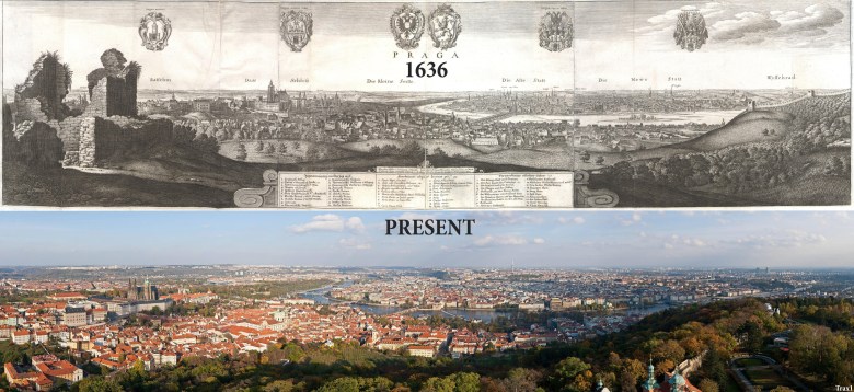 Praga w 1636 i obecnie