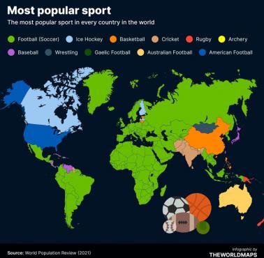 Najpopularniejszy sport w każdym kraju, 2021