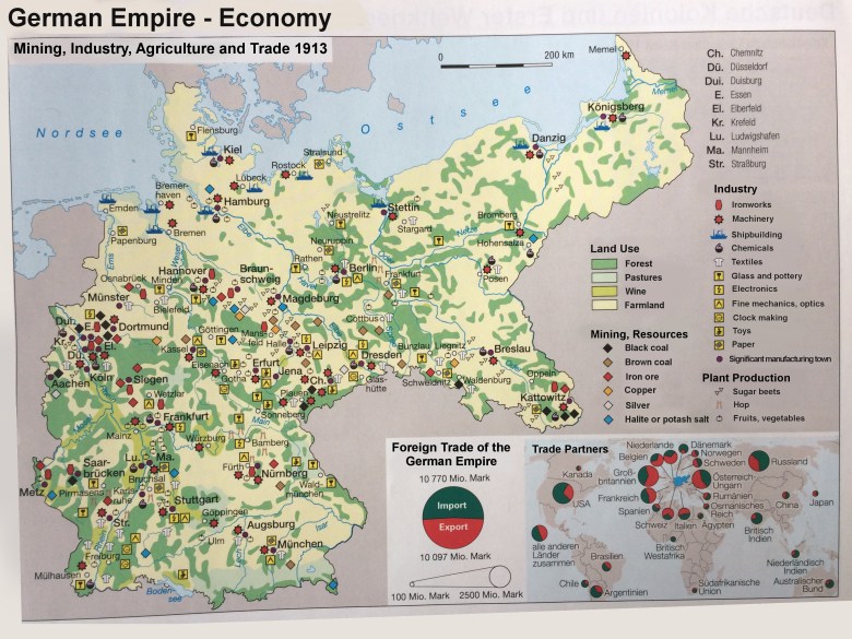 Niemiecka gospodarka imperialna w 1913 roku - górnictwo, przemysł, rolnictwo i handel
