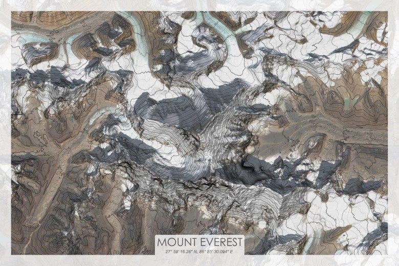 Topograficzna mapa Mount Everestu