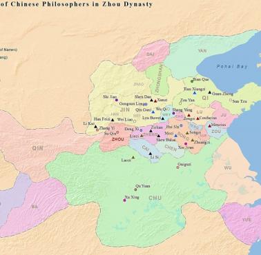 Miejsca urodzenia znamienitych chińskich filozofów ze stu szkół myśli dynastii Zhou