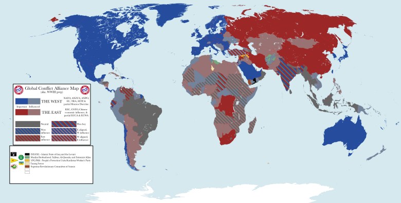 Mapa dzisiejszych sojuszy na świecie