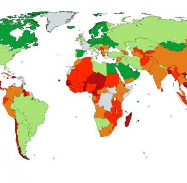 Mapa krajów według ryzyka klęsk żywiołowych (World Risk Index 2016)