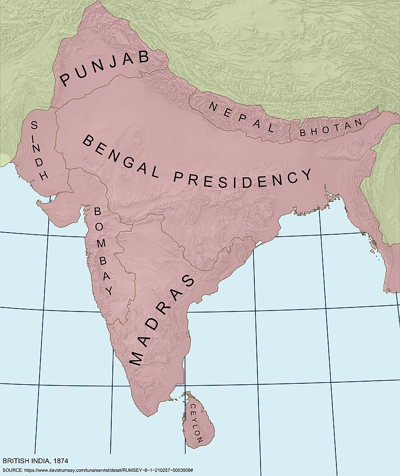Prowincje brytyjskich Indii w 1874 roku