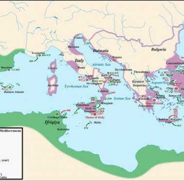Bizantyńsko-muzułmańskie konflikty morskie od początków w połowie VII wieku do XI wieku