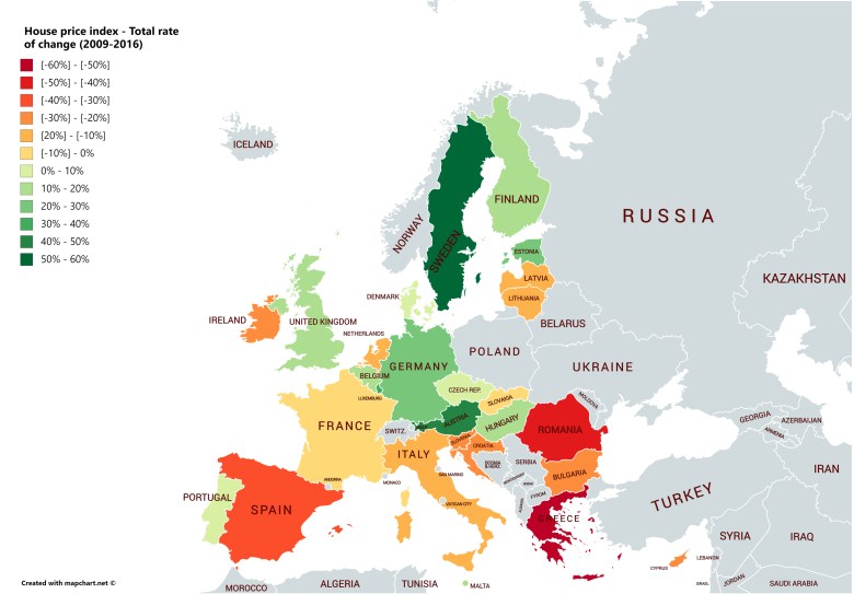 Indeks cen mieszkań (zmiana na lata 2009-2016)