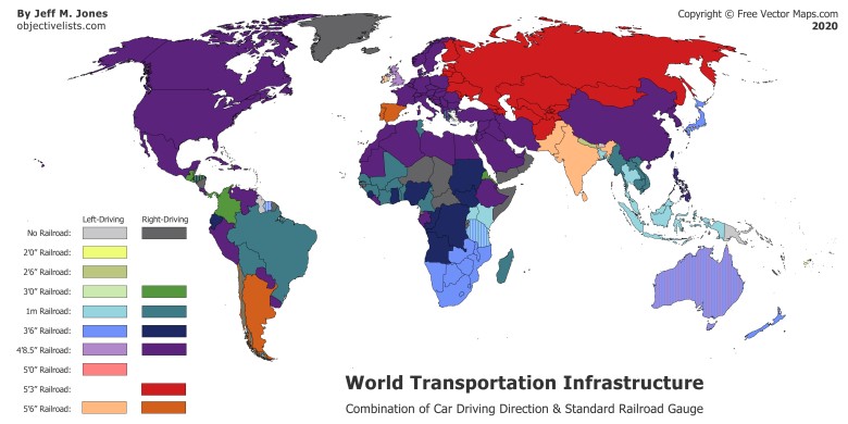 Mapa infrastruktury transportowej świata