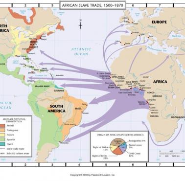 Mapa handlu afrykańskimi niewolnikami 1500-1870