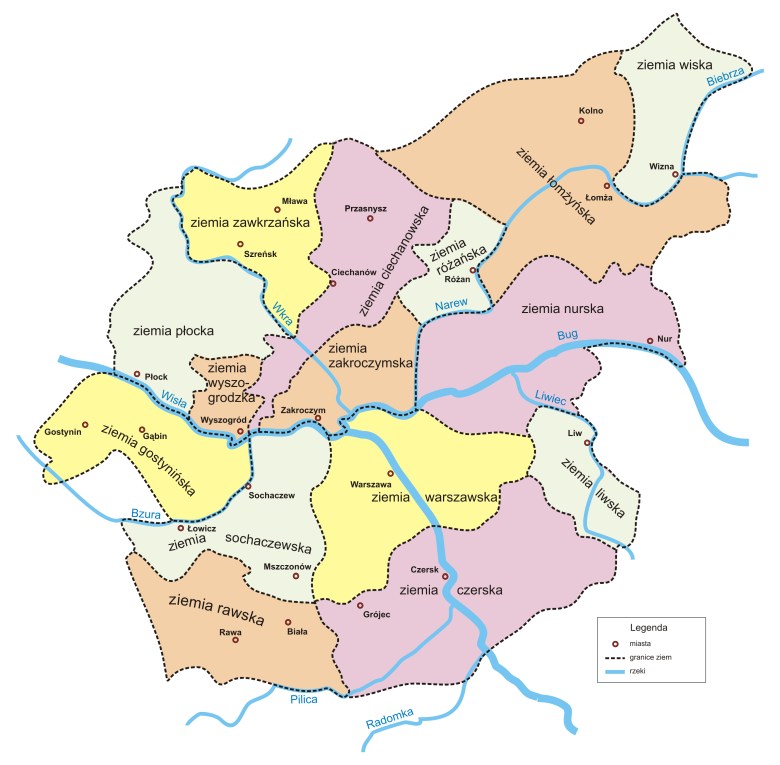 Podział dzielnicowy Mazowsza z XIII-XVIII wieku