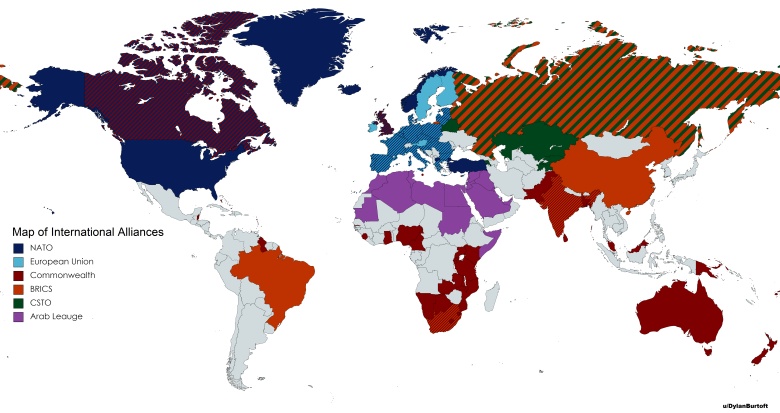 Obecne sojusze na świecie (w tym porozumienia ekonomiczne), NATO, ANZUS, ANPO, EU ...