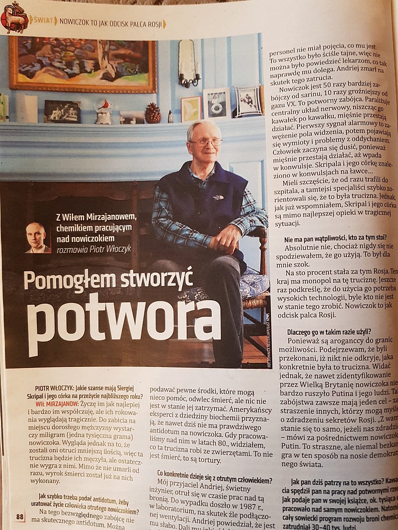 Nowiczok jest 50 razy bardziej zabójcza od Sarinu. Wywiad z twórcą