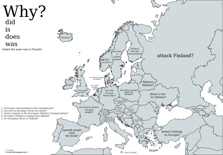 Dlaczego ... nazwa kraju automatycznie autouzupełnianie w Finlandii