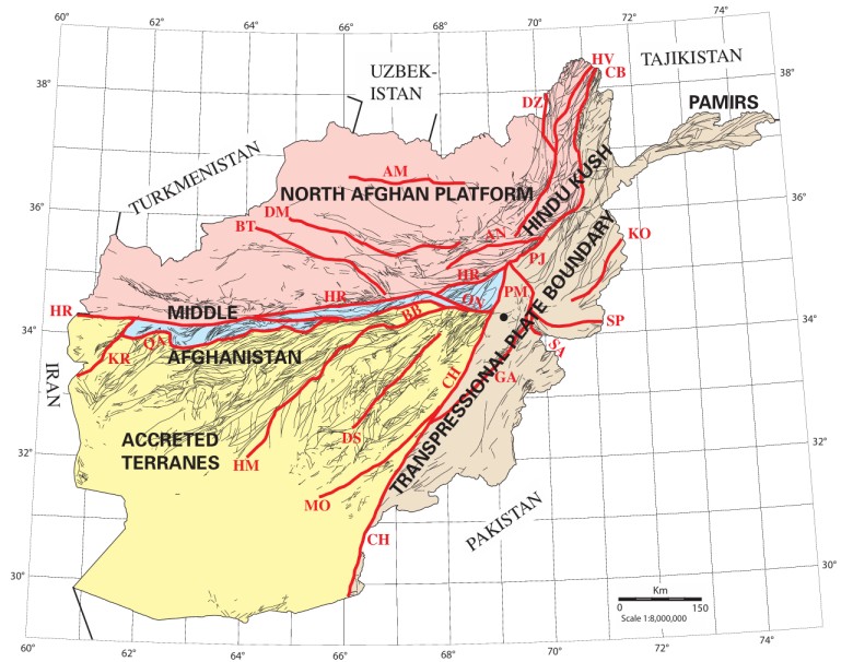 Mapa tektoniczna Afganistanu