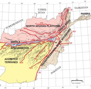Mapa tektoniczna Afganistanu