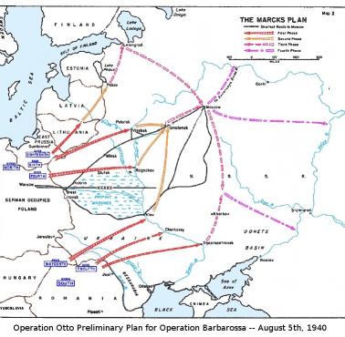Niemiecki atak na ZSRR, operacja Barbarossa, 1941. Mapa planu Marcksa