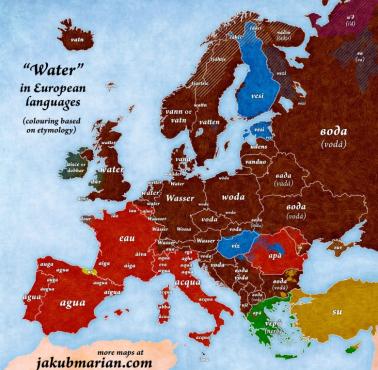 Słowo "woda" w różnych europejskich językach
