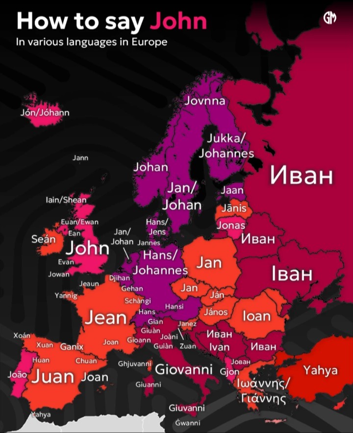 Imię Jan (John) w różnych europejskich językach
