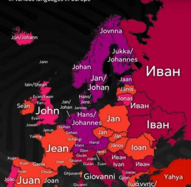 Imię "Jan" (John) w różnych europejskich językach