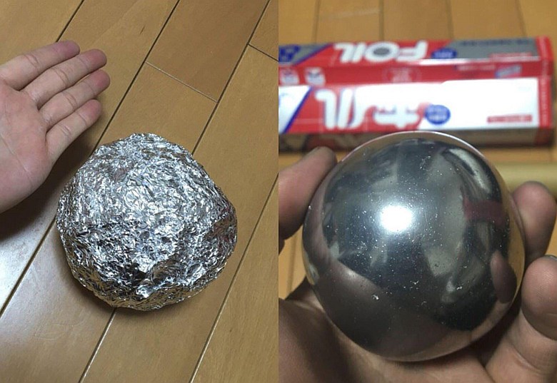 Polerowana kulka z folii aluminiowej