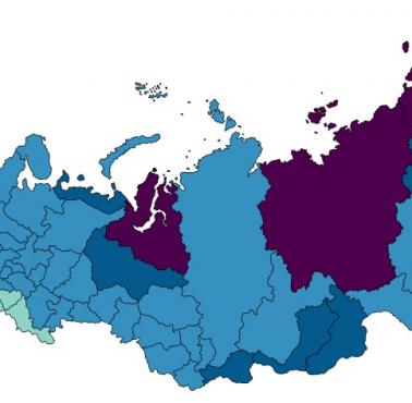 Średnia roczna temperatura na stolicach regionów Rosji