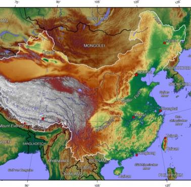 Topograficzna mapa Chin