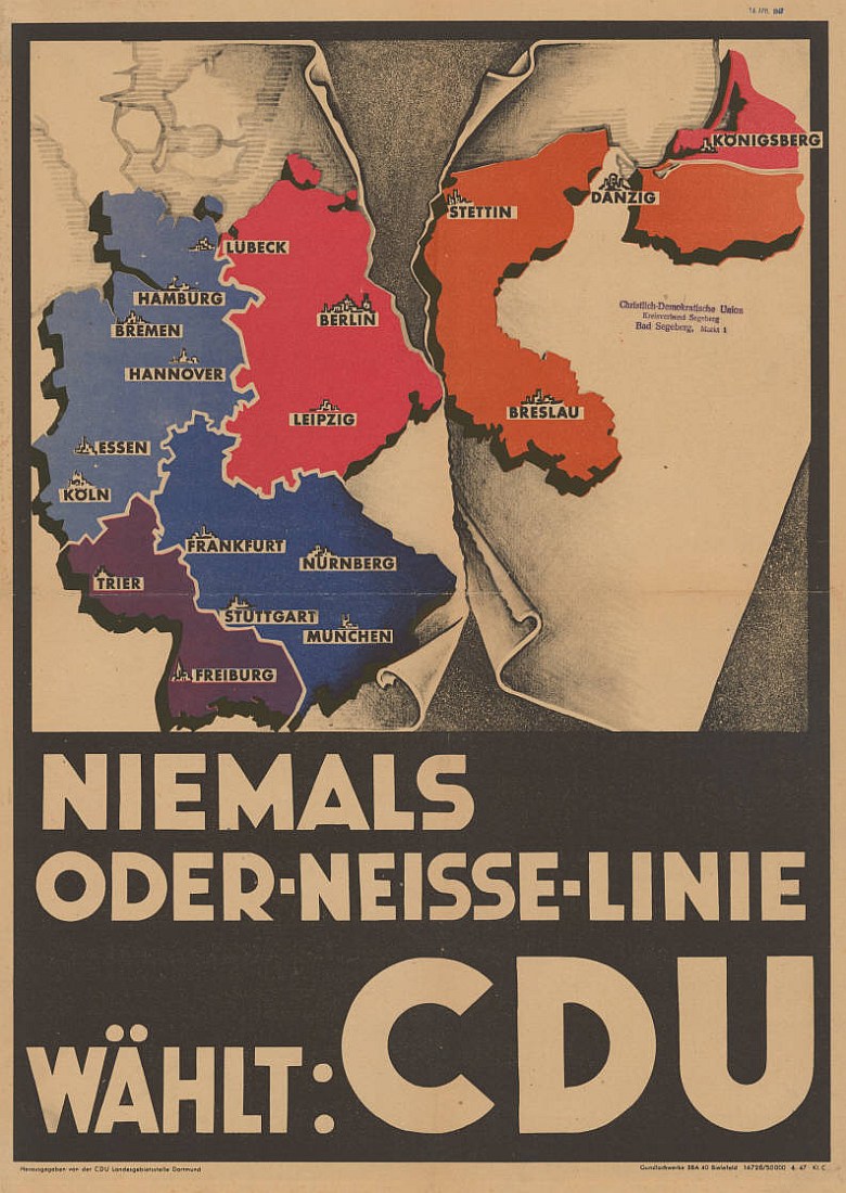 1947 plakat wyborczy CDU Nigdy linia Odry i Nysy Łużyckiej