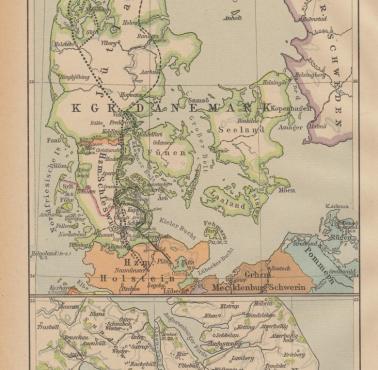 Mapa wojny niemiecko-duńskiej z 1864 r. .